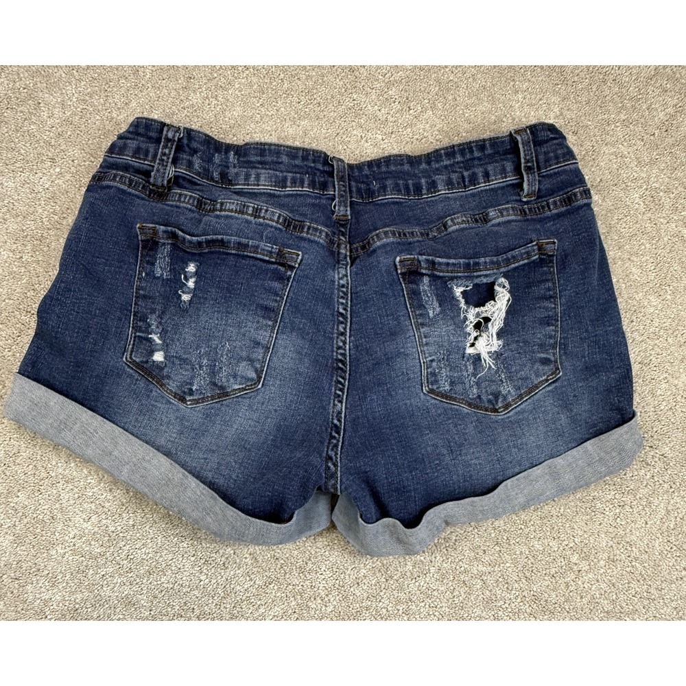 KanCan Boyfriend Destroyed Cuffed Stretch Jean Shorts Women's Jr Size 13/30 - Picture 5 of 5